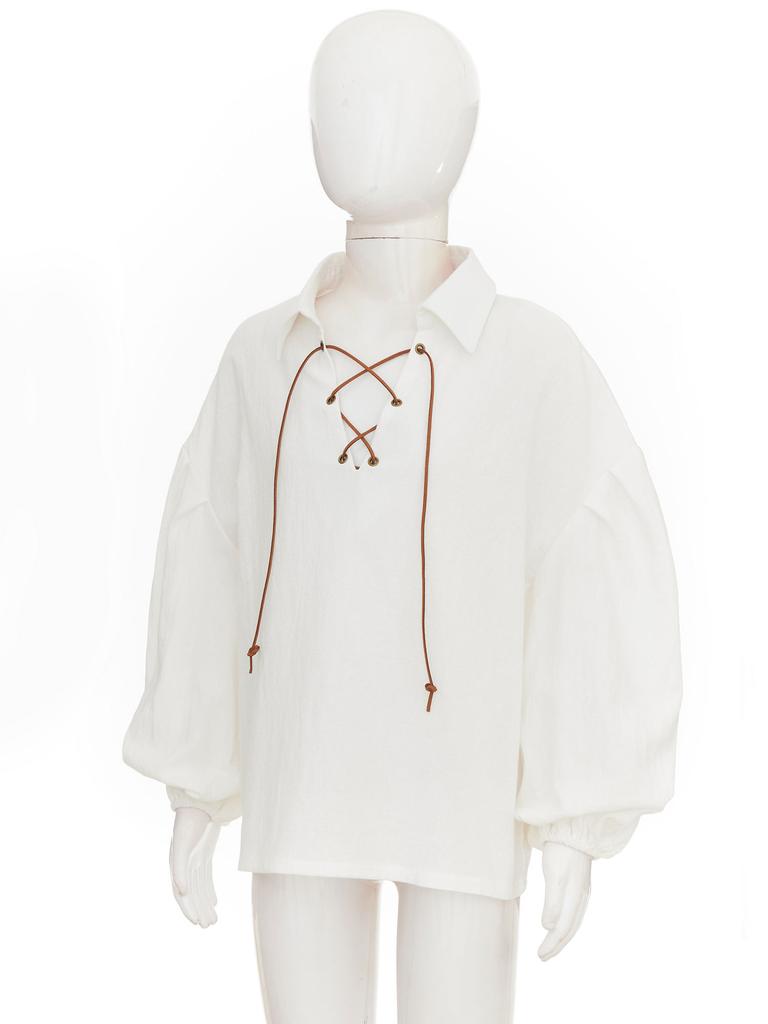 Мальчики Средневековая Пиратская Рубашка Викинг Ренессанс На шнуровке Топ Наемник Хэллоуин Костюм для ролевых игр Наряд