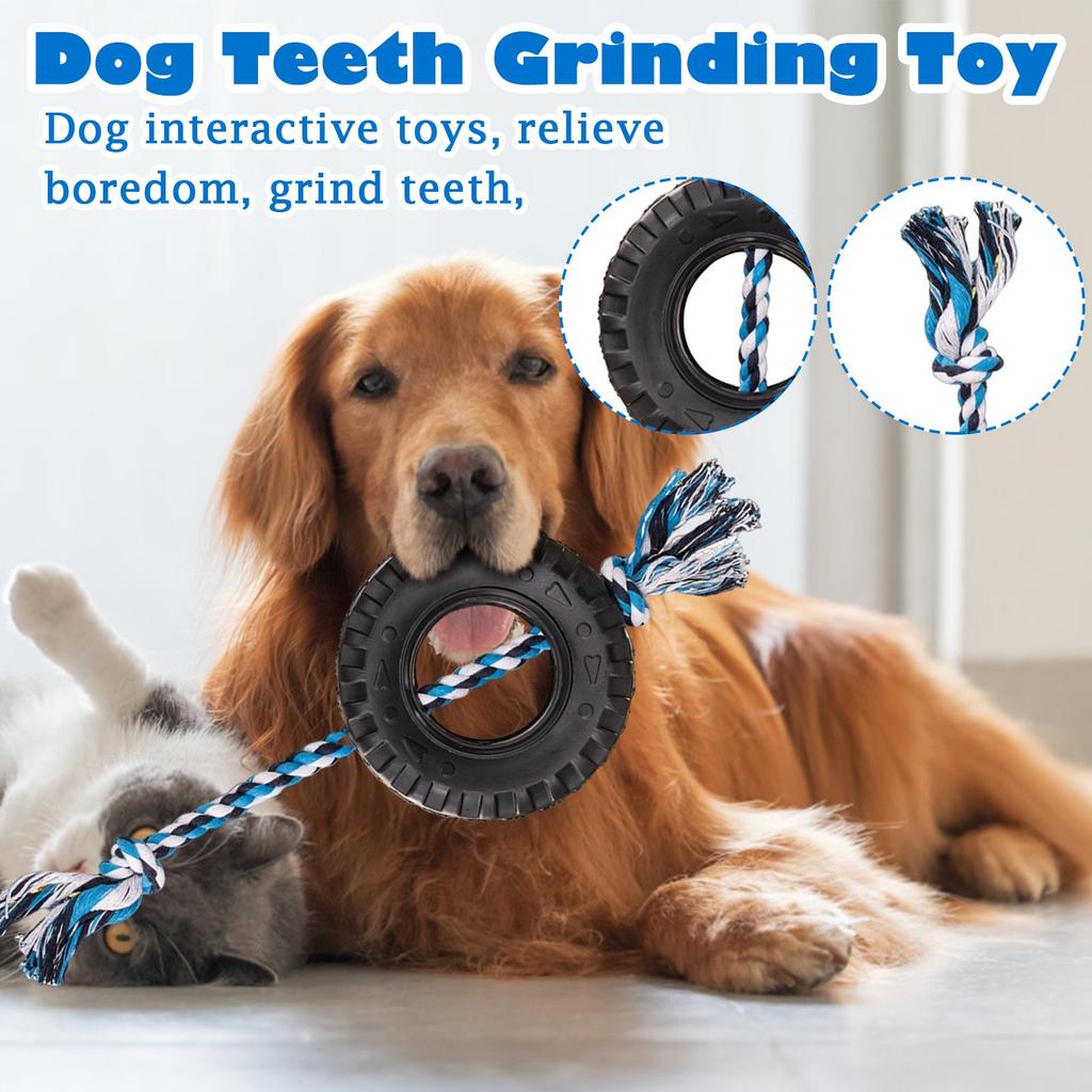 Pet Dog Self-Heightening Teething Fun Toys Big Tires Wearable