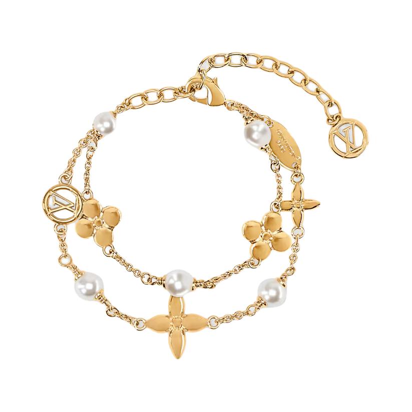 Louis Vuitton Floral Pattern Design Bracelet Women Bracelets Gold White M03498