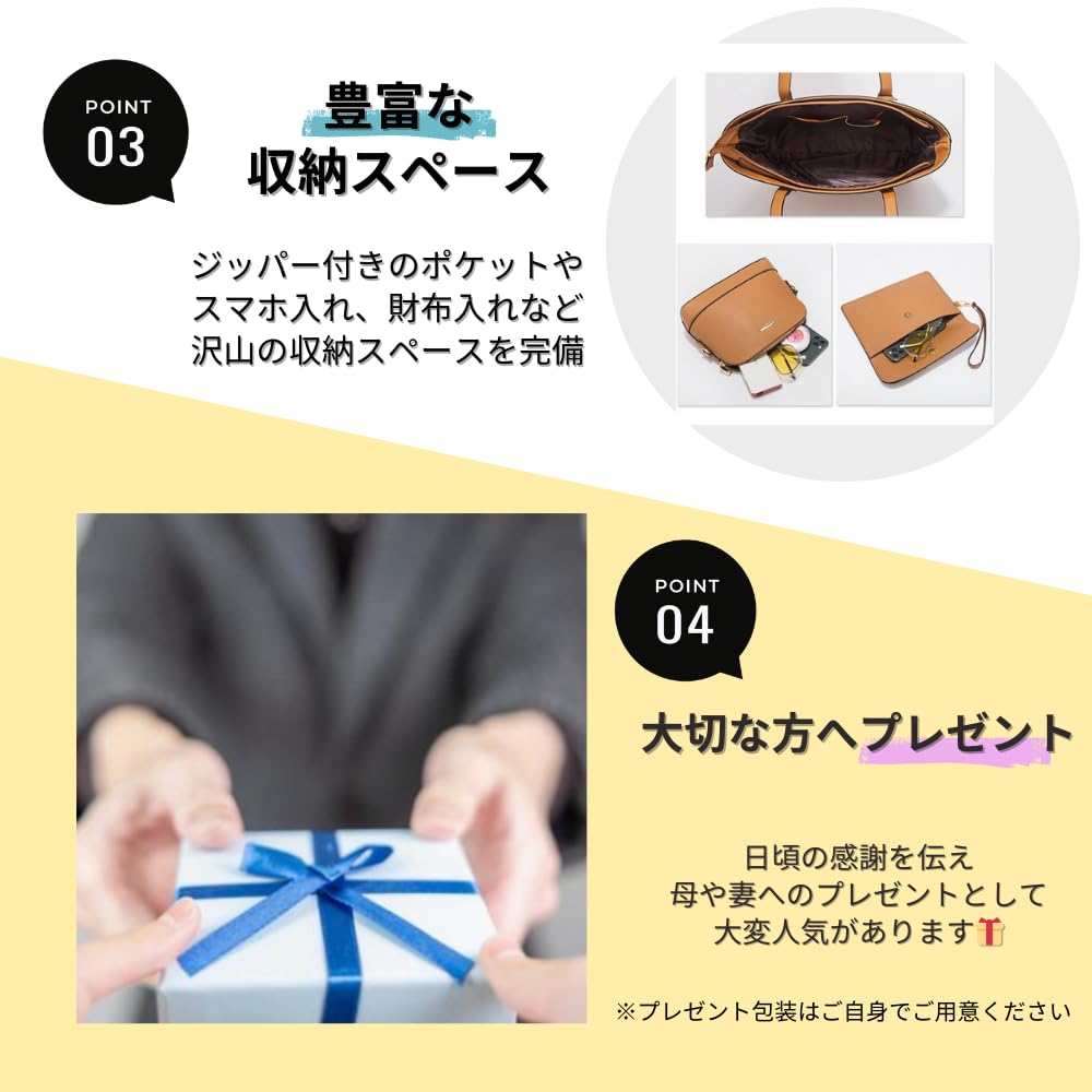 Seizar Shoulder Bag Set Made of Premium Synthetic Perfect as a Gift Women's Bag/Commuter (4 Pieces) Leather, (White)