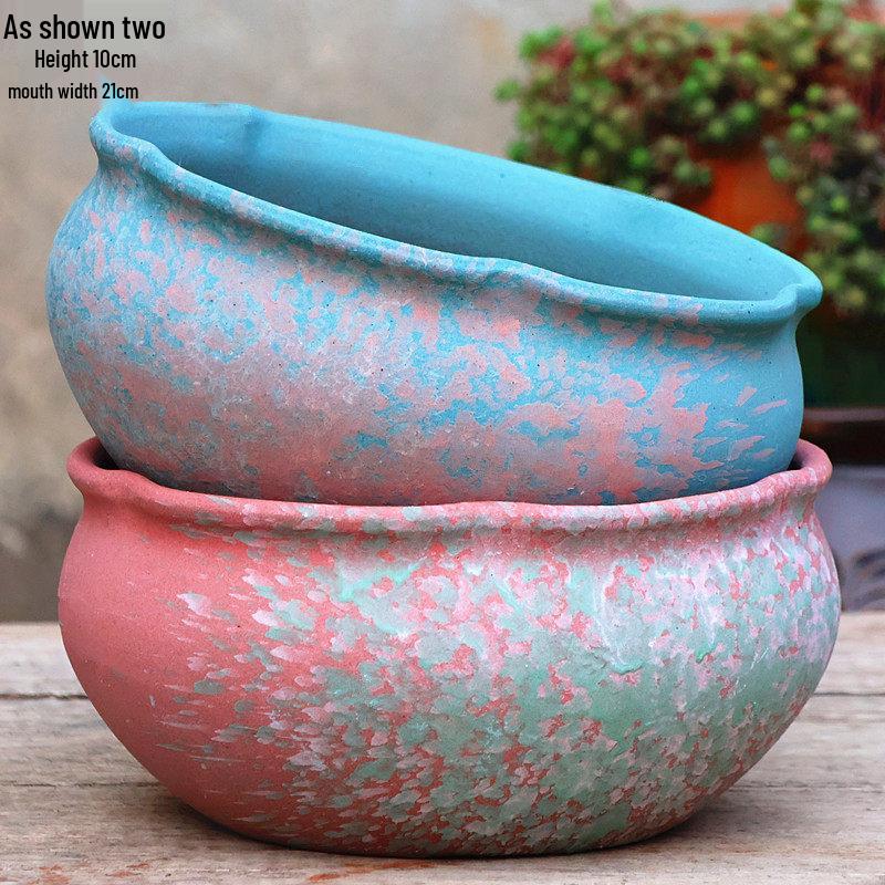 Yixing Handmade Square Mouth Coarse Pottery Planter - Large Succulent Flower Pot with Old Branch Design and Jade Pendant.