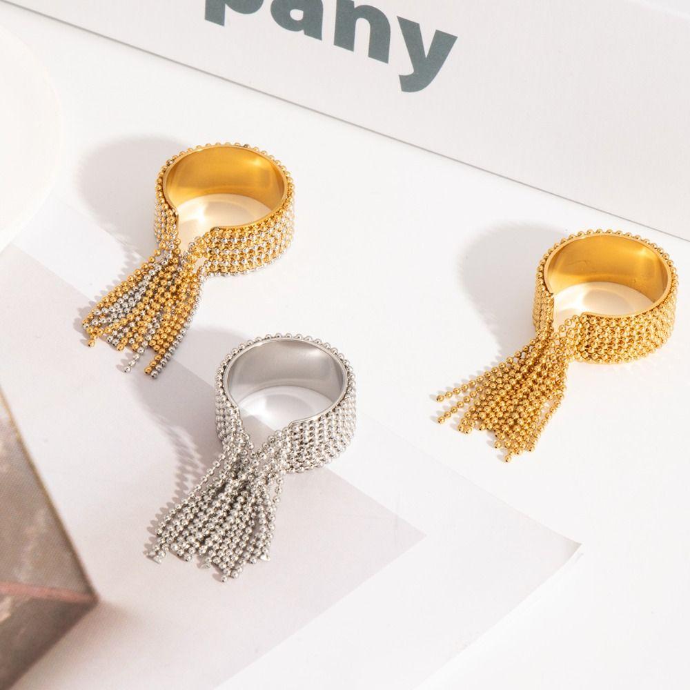 Подвеска-кисточка из цепочек, Открытые кольца, Золото, Серебро, Регулируемое кольцо-цепочка, Стильное кольцо на палец, Подарок