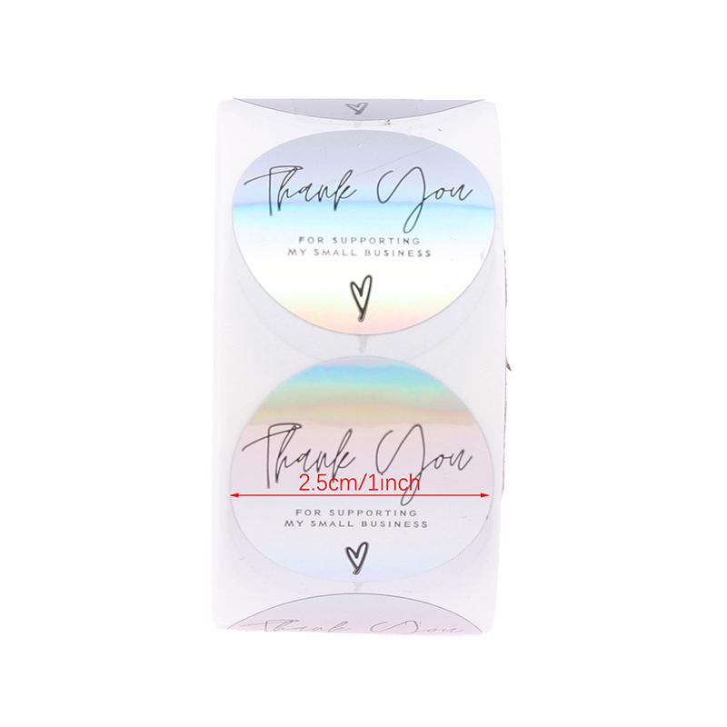 500 шт./рулон радужных лазерных благодарственных наклеек для малого бизнеса, самоклеящиеся этикетки для бутиков, упаковочные принадлежности