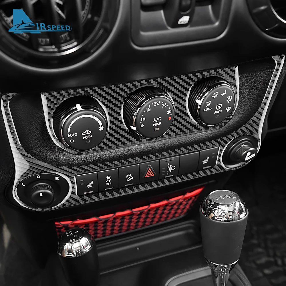 Real Soft Carbon Fiber Sticker For Jeep Wrangler JK JKU 2011 2012 2013 2014 2015 2016 2017 Car AC Cigarette Light Panel Trim