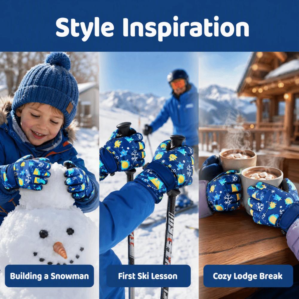Cartoon Warm Gloves Thicken Kids Gloves Soft Winter Snowboard Gloves Riding