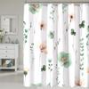 Gray Beige Floral Shower Curtain, Watercolor Floral Bathroom Shower Curtain, Modern Simple Waterproof Fabric Bathroom Decor