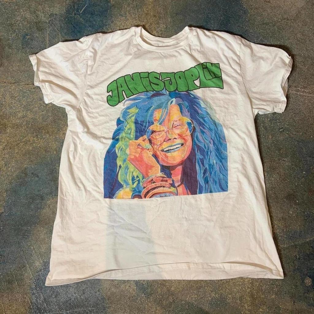Janis Joplin rock tour concert classic white color shirt