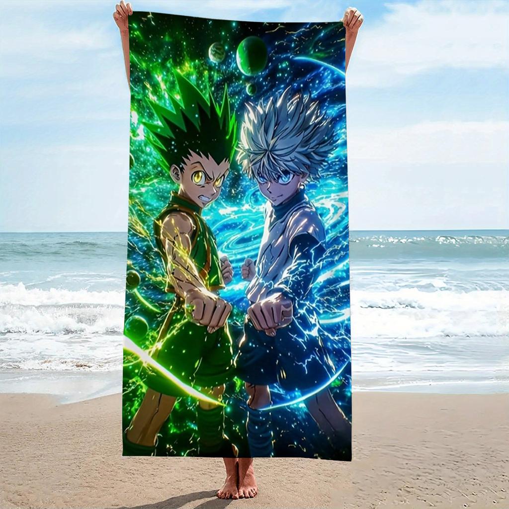 H-Hunter x Hunter Микрофибровое пляжное полотенце Быстросохнущее Не прилипает песок Впитывающее для бассейна, спортзала, спорта для фанатов аниме Пляжные аксессуары