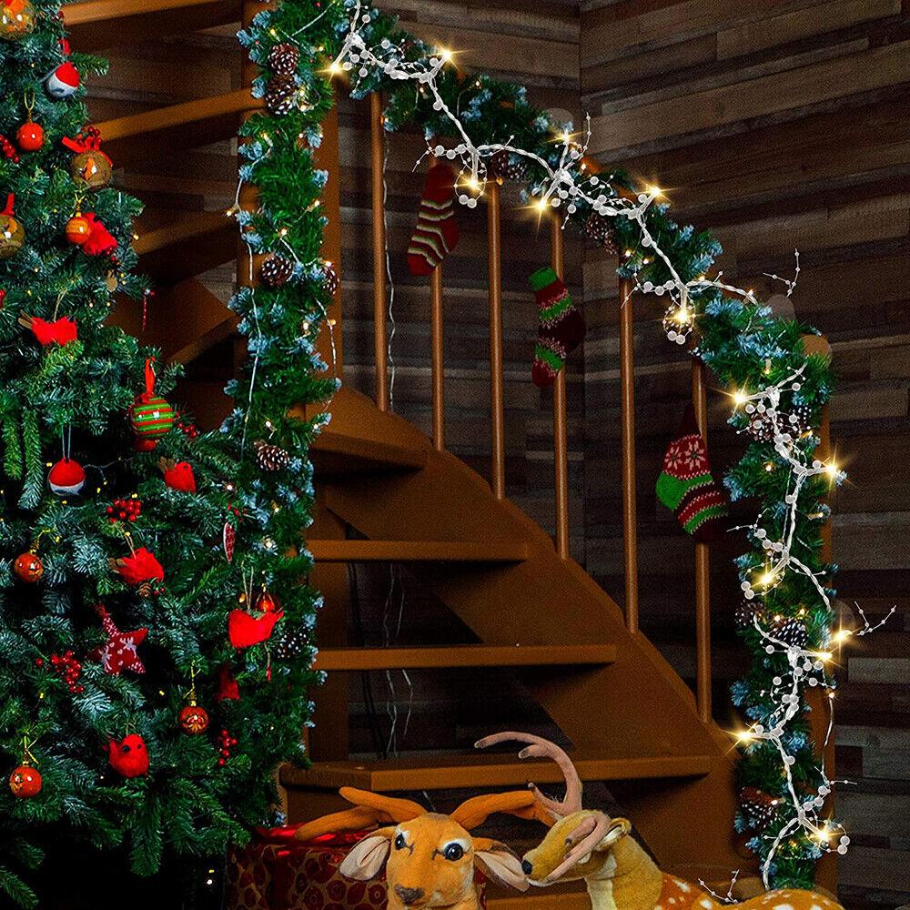 4M 40 светодиодных жемчужных гирлянд для праздничного украшения, рождественские светодиодные сказочные гирлянды, красные бусины, гирлянда, вечеринка, рождественская елка, домашний декор