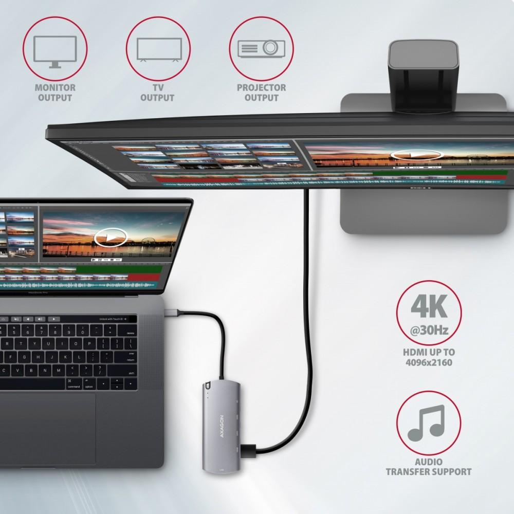 Хаб HMC-6M2 USB-C 3.2 Gen 1 хаб w. M.2 SATA + HDMI + GLAN + 2x USB-A + PD 100 Вт