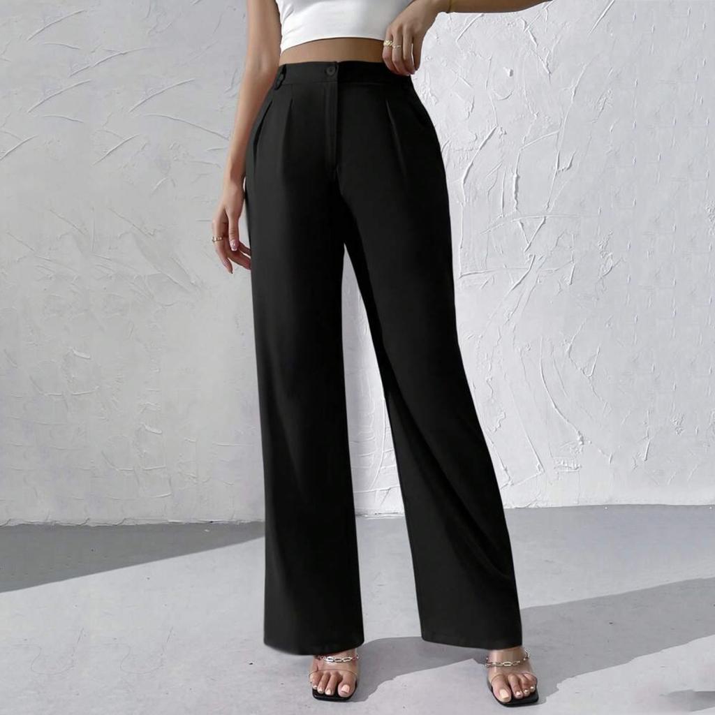 Women's Solid Color Casual Elegant Solid Color High Sag Wide-leg Formal Suit Pants Long Pants