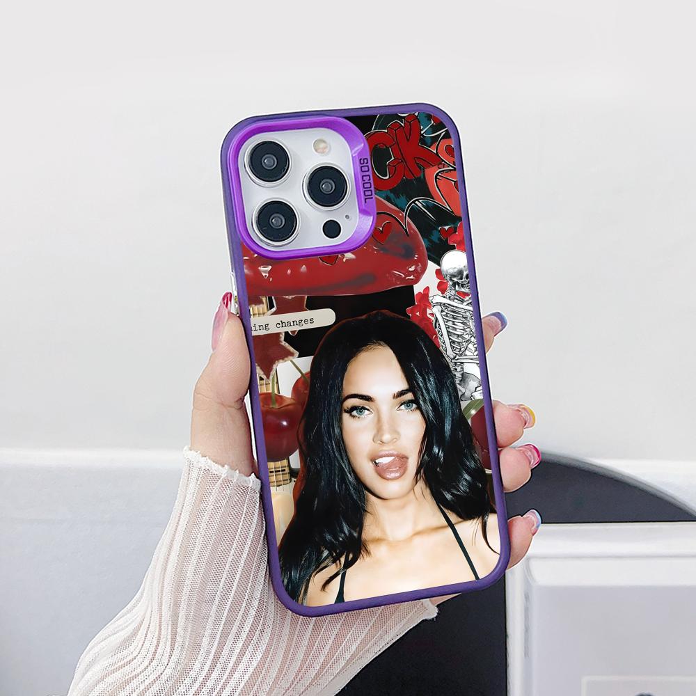Чехол для мобильного телефона Меган Фокс для iPhone 17 16 15 14 13 12 11 X XR XS 8 7 Air Pro Max Plus Фиолетовый Полупрозрачный Разноцветный Чехол