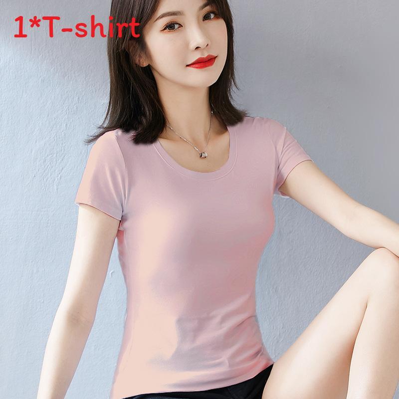 T Shirt For Women Casual Short Sleeve Cotton Splicing Top For Spring Wear