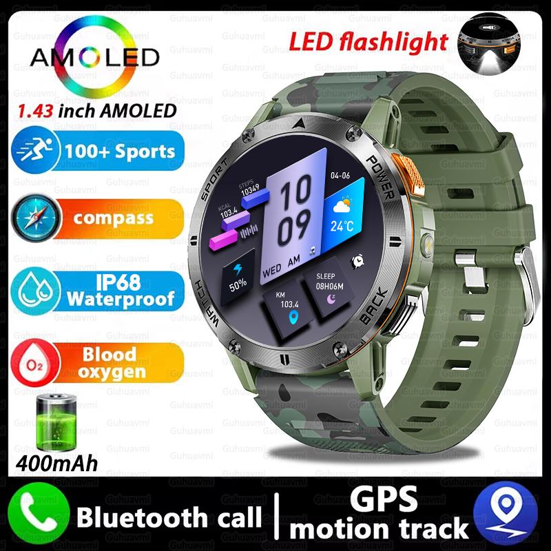 Новые GPS-смарт-часы для улицы 1,43'' AMOLED-дисплей 100+ спортивных режимов Голосовые вызовы Умные часы для мужчин Прочность военного класса