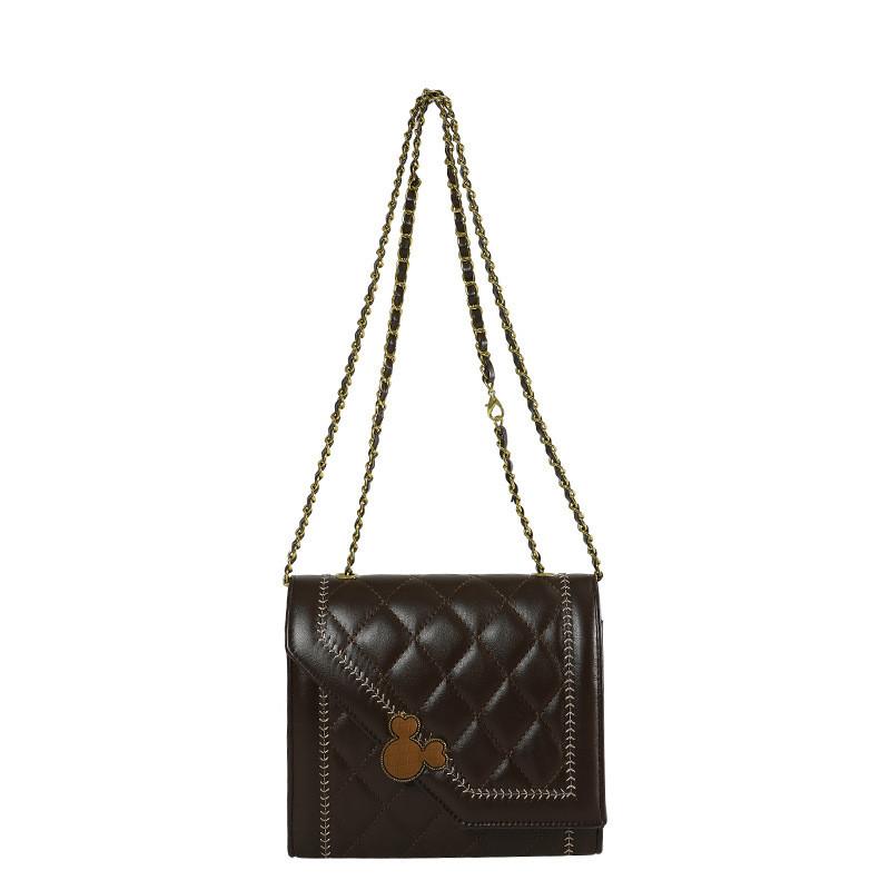 Chic 2024 Spring Fashion Cute Bear Head Lock Buckle Embroidered Small Shoulder Bag In Black White Or Rose Red