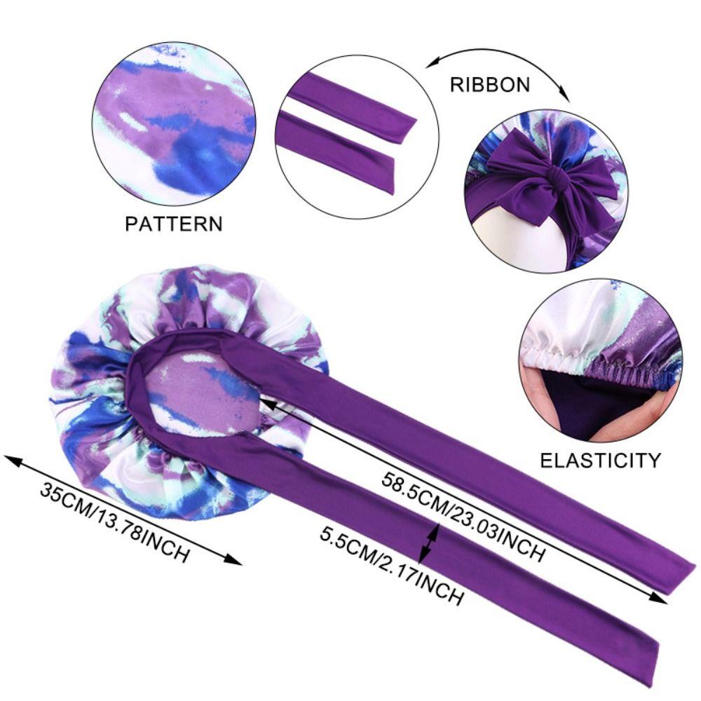 Elastic Tie Band Satin Bonnet Extra Large Hair Bonnet Luxury Sleep Cap Hair Protection