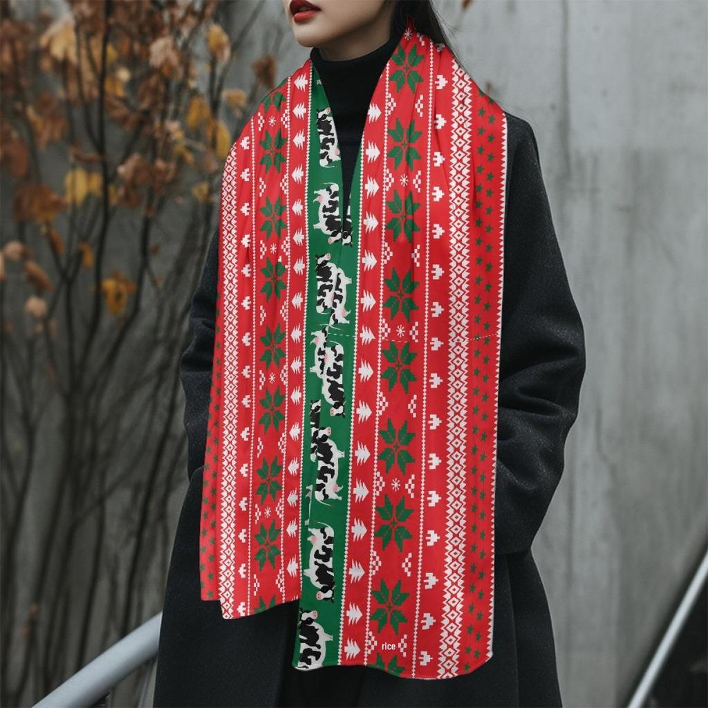 Розовый флисовый шарф с рождественским узором для девочек