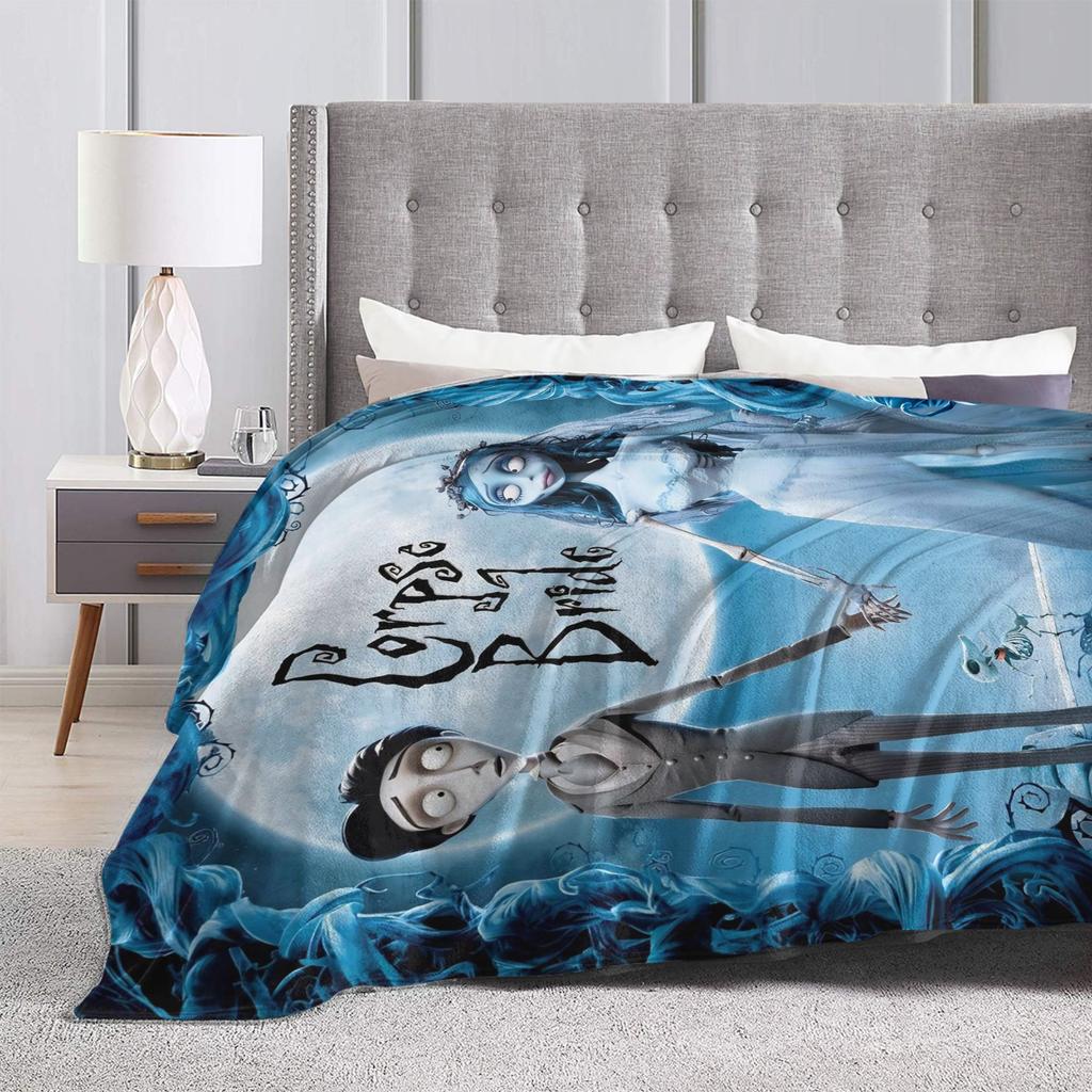 Corpse Bride Emily And Victor Blanket Flannel Print Portable Soft Throw Blankets for Sofa Bedroom Bedspread
