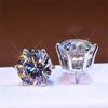 6mm Female Crystal Round Stud Earrings For Wedding 925 Silver Color White Cubic Zirconia Blue Fire Opal Earrings Women Jewelry