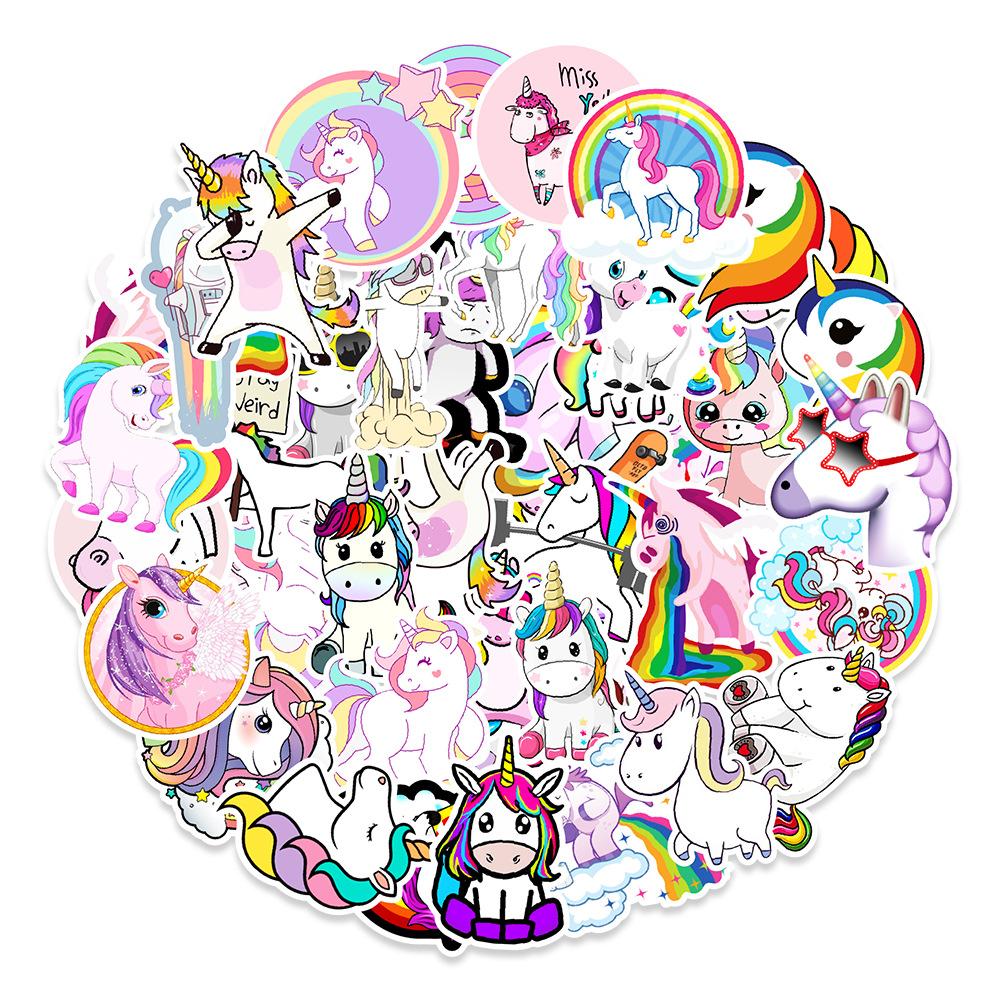 50 Unicorn Cute Cartoon Graffiti Stickers Water Cup Computer Refrigerator Mobile Phone Decorative Stickers Waterproof