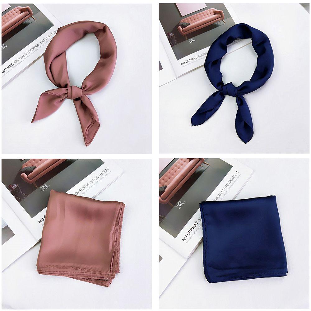 Fashion Small Vintage Solid Color Silk Feel Satin Women Square Scarf Head Neck Hair Tie Band