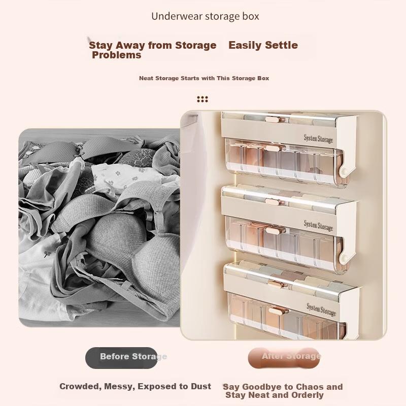Jiadu Underwear Storage Box, Wall-Mounted Sock Organizer, Closet Divider for Intimate Apparel, Storage Solutio