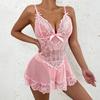 Женская сексуальная ночная сорочка бэбидолл с бантом, ночная одежда, стринги, шемиз с V-образным вырезом, прозрачная сетка