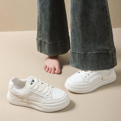 Туфли белого цвета в академическом стиле, однотонные, женские, новые, повседневные на шнуровке, женские, универсальные, модные, низкие, простые кеды