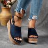 Summer Leopard Platform Slippers Women's Round Toe Open Toe One Strap Anti-Slip Wear-Resistant Plus Size Kitten Heels