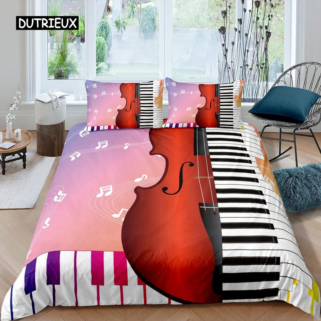 Пододеяльник со скрипкой, комплект постельного белья с классической музыкальной тематикой, одеяло с узором «тай-дай» для подростков и взрослых, пододеяльник из микрофибры для королевского одеяла