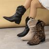 Fashion New Retro Brown Western Cowboy Long Boots Women's Fashionable Mid-Calf Pointed Toe Booties Spring Autumn Winter Rubber Outsole