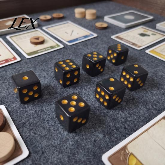 Acrylic Gaming Dice 5/10/15Pcs 16mm Black with Golden Dots, 6-Sided Set Set, Classic Tabletop Board Game Accessories Polyhedral