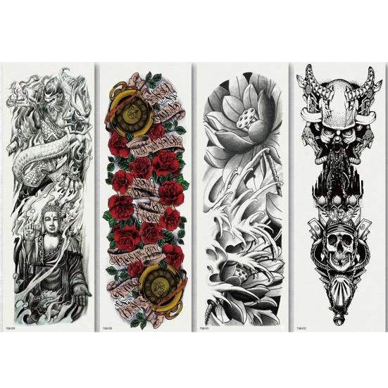 Временная поддельная татуировка на всю руку для мужчин и женщин, наклейка для боди-арта, наклейка для переноса воды