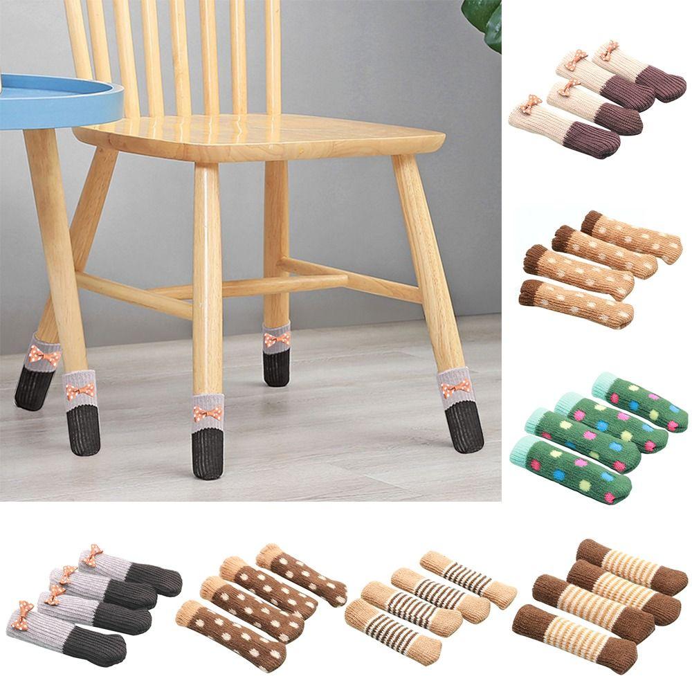 4Pcs New Elastic Furniture Socks Thickened Anti scratch Knitted Socks Wear-resistant Non Slip Furniture Booties Home