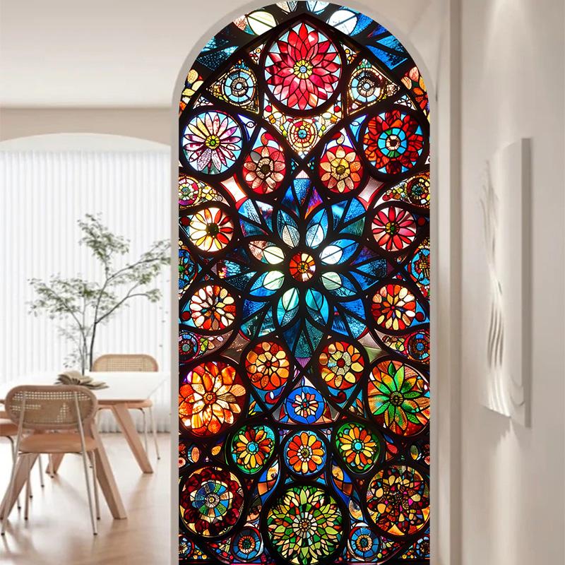 European Style Retro Church Stained Glass Film Frosted Privacy Window Film Home Decor Self - Adhesive Glass Stickers