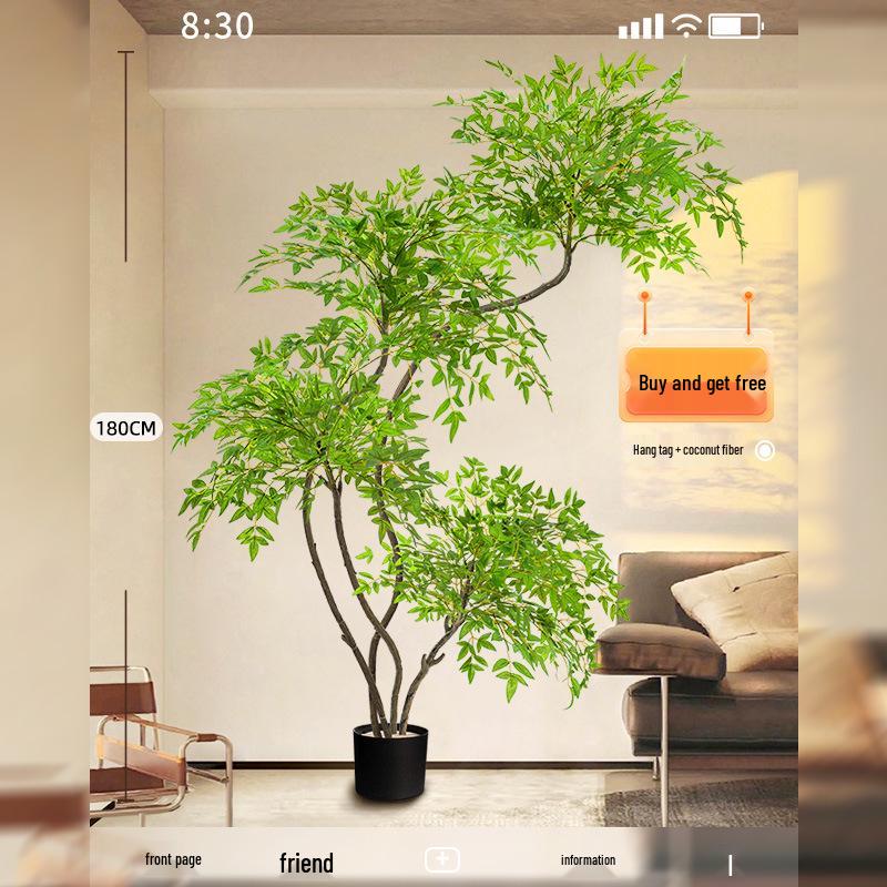 Нандина Роскошное Искусственное Дерево - Напольное Украшение для Помещений и Бионическое Зеленое Растение в Горшке