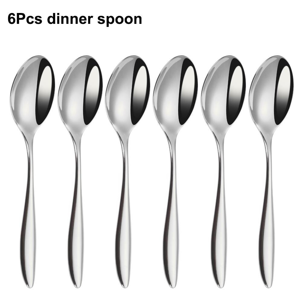 6/16/20/24Pcs Sliver Tableware Stainless Steel 304 Cutlery Set Mirror Fork Spoon Western Dinner Set Smooth Handle Flatware4