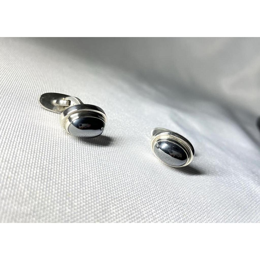 Б/У Хорошее состояние GEORG JENSEN #44B Гематит Декорация Стерлинговое серебро Винтажные запонки Запонки Пуговица SV925