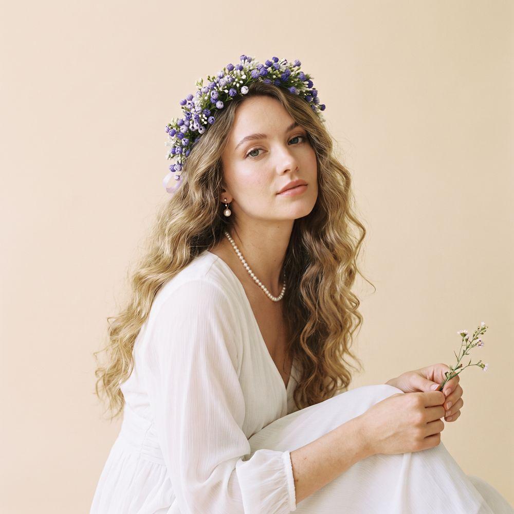 Simulated Flower Flower Crown Korean Style Wedding Headpiece Elegant Floral Headband Beach Party
