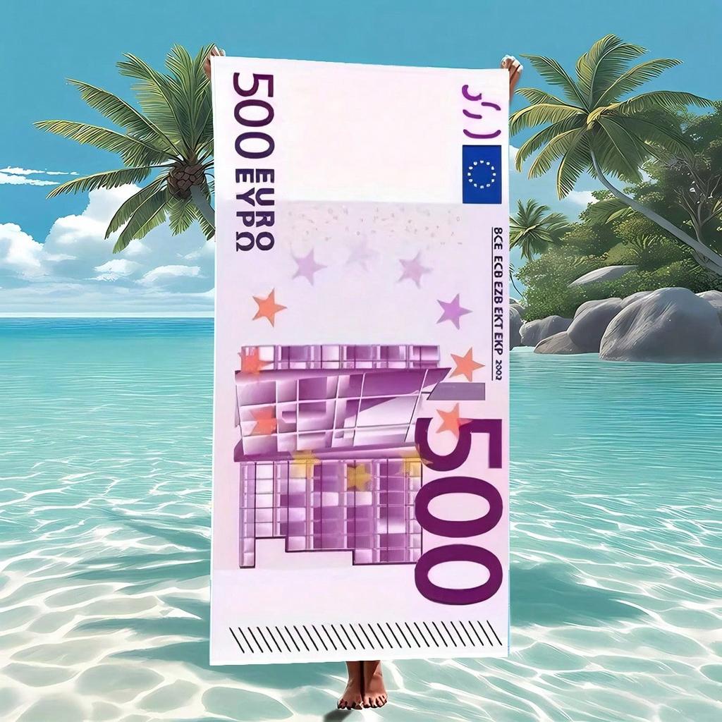 Современное европейское пляжное полотенце 500 евро, Креативное денежное искусство, Быстросохнущее, Не оставляющее песка, Микрофибра, Банное полотенце, Можно стирать в машине