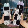 1PC Black White Square Checkered Pattern Print 750ml Color Plastic Sports Water Bottle Leakproof Flip Straw Lid Suitable for Sports Office Home Use