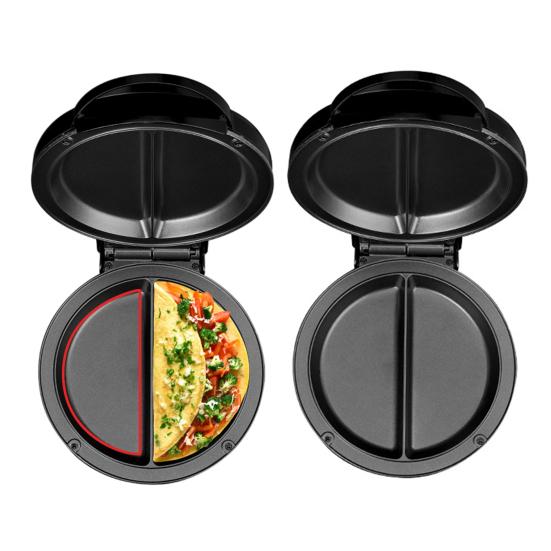 Dual Zone Electric Omelette Maker 1000W Rapid Heating Egg Cooker Non-Stick Double Omelet Pan for Sandwiches Crepes Frittatas Pancakes