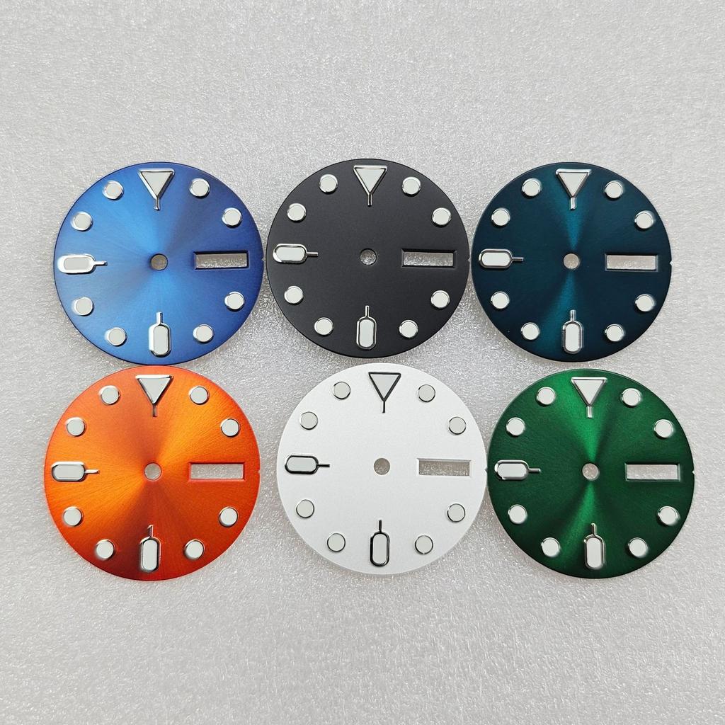 1PC 28.5mm Green Luminous Dial Watch Dial for NH36 Movement Dual Calendar Watch Faces for Men Accessories