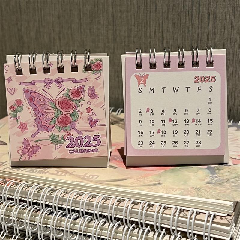 2025 Новый Y2k Эстетический Мечта Бабочка Настольный Календарь Kawaii Girl Мини Настольный Ежедневник INS Украшения Дома Дети Рождественские Подарки