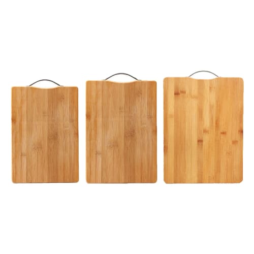 3-Piece Cutting Board, Kitchen Cutting Board, Bamboo Cutting Mat for Cooking, Non-Slip Cutting Board with Hanging Hole, Thick Cutting Sheet for Meat,