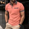 Men's Casual Polo Shirt with Chest Pocket Fashionable Color Matching Lapel Versatile T-shirt