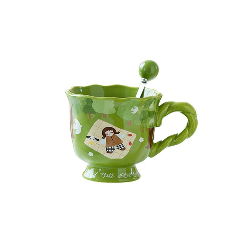 Cute Girl Water Cup Household Special Beautiful Cup Office Ceramic Cup Exquisite Breakfast Cup