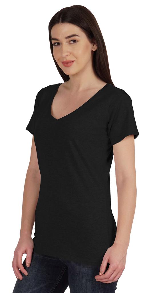 Inkmeso V Neck Basic Tee Classic Fit Short Sleeves Tshirt For Women Summer Cotton Tops