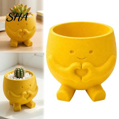 Gift for Plant Lovers 3D Printed Cute Smile Pots, Succulent Planters Indoor Plants, Office Desk Ornament Funny Small Flowerpot, Unique Planter