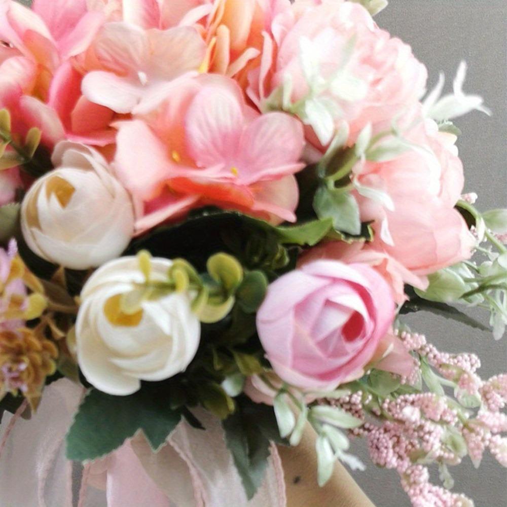 Artificial Roses Flowers Hydrangea Camellia Wedding Bouquets for Bride Bridesmaid Bridal Bouquet for Rustic French Vintage Formal Wedding Home Decor